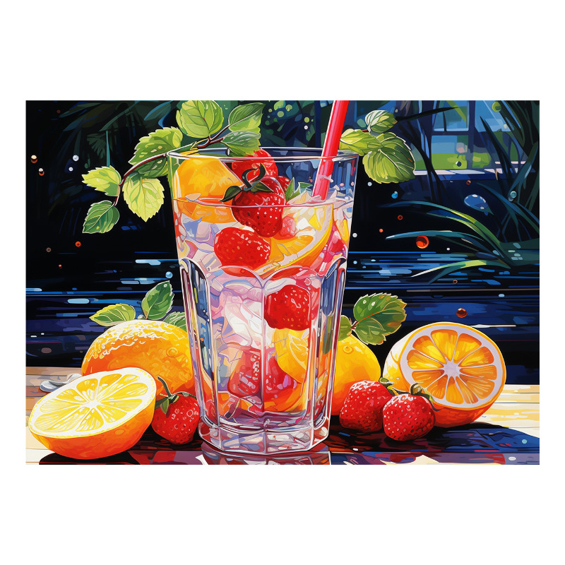 Monalisa real Cruz puntada fruta té nuevo pequeño moderno simple salón decoración Bordado de hilo hecho a mano image 5