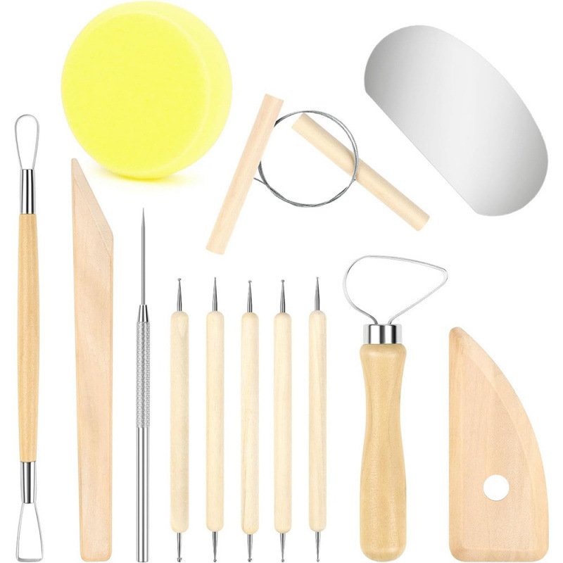 Herramientas de cerámica transfronterizas de acero inoxidable bola varilla de piedra plástica arcilla conjunto de barro de cerámica herramientas manuales escultura cuchillo penetración