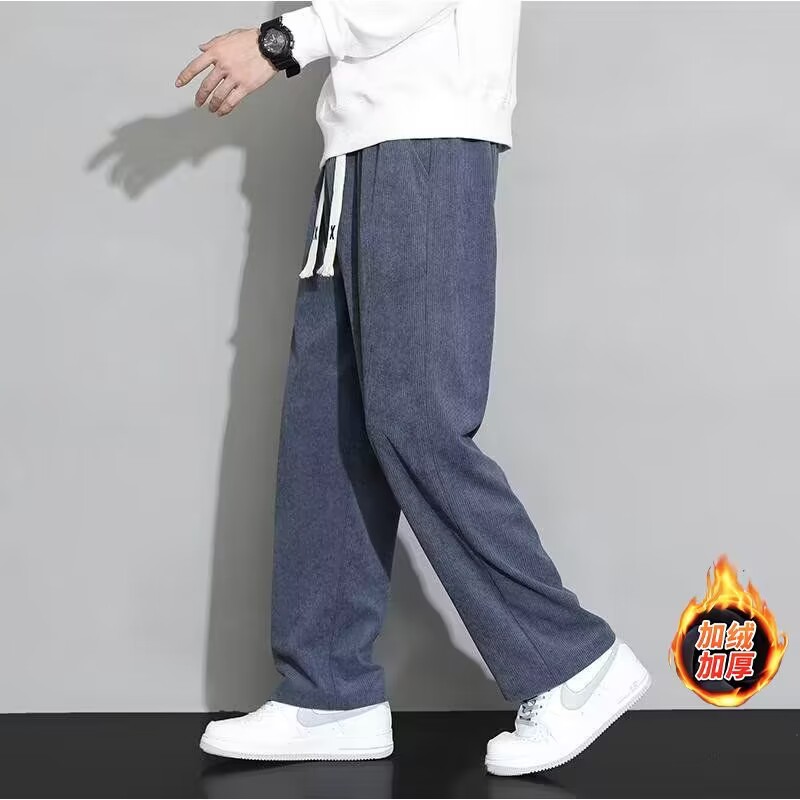 Pantalones de pana de los hombres de primavera y otoño invierno drapeado suelto pantalones de chándal rectos pantalones de pierna ancha pantalones casuales deportivos