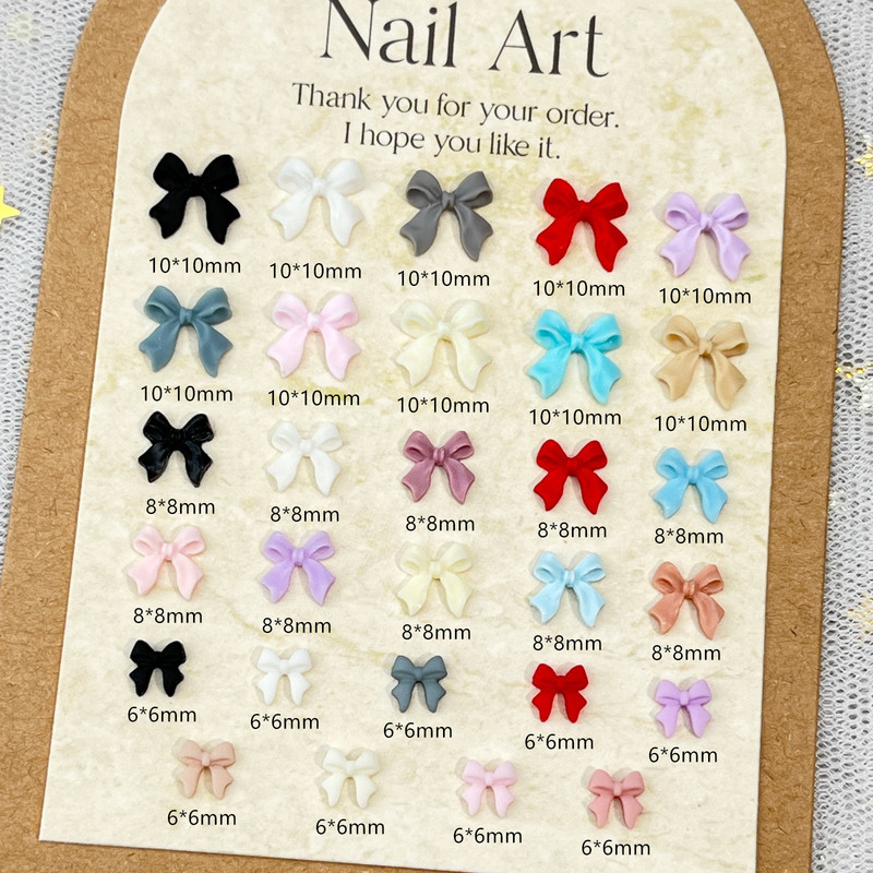 Mini Bow Nail Art Decorations Large, Medium, Small Three-Dimensional Versatile Ribbon Bow Resin DIY Nail Accessories
