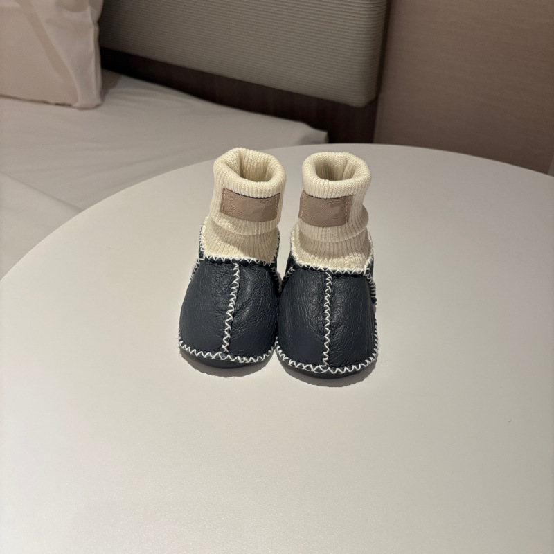 桑坡纯色羊皮毛一体宝宝棉鞋婴幼儿鞋室内步前鞋袜软底男宝女宝|undefined