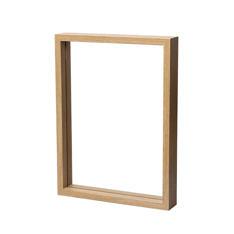 クリエイティブな手作りフォトフレーム、両面ガラスミラーフレーム、木製ドライフラワー二層標本写真木製フォトフレーム、透明額縁