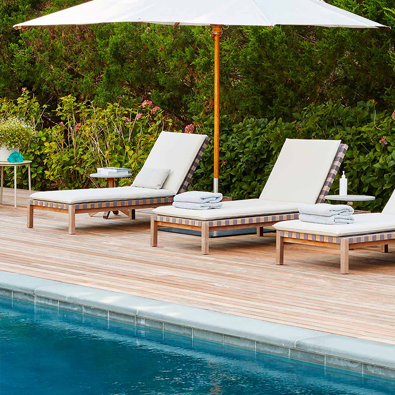 Nórdico reclinable al aire libre terraza balcón ocio plegable acostado cama Villa patio teca ratán piscina Silla de playa image 4