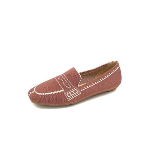 Spring and Autumn Royal Consort Shoes: Square-Toe, Casual, Breathable Flyknit Single-Layer Shoes—Plus-Size Women's Shoes with Woven, Flat, Soft Sole and Knitted Design