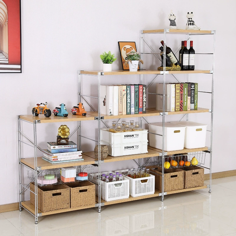 Стеллаж для хранения в японском стиле, многослойный бытовой простой стеллаж для хранения, напольный балконный книжный шкаф, кухонный шкаф для хранения микроволновой печи, полка для гостиной