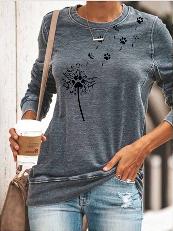 Women'S Gender Printing Design Casual, Classic Style, Streetwear Style Wholesale Women'S Casual Classic Style Streetwear Letter Dandelion Long Sleeve Printing Blouses