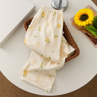 Cotton Silk Pajamas, Women's Summer Thin Cotton Silk Spring & Fall Wearable Loose Long Home Air-Conditioned New Straight Pants