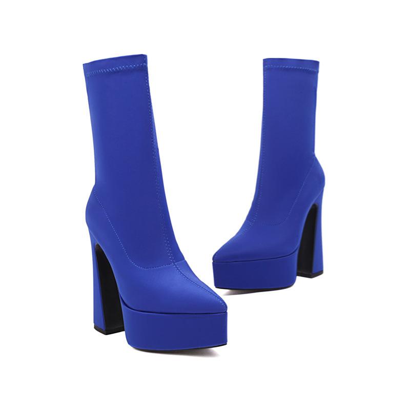 Woman Fashion Ankle Boots Winter New Arrival Thick Heel Pointed Toe Suede Low-Heel Booties Plus Size 40-43_vogvips.com