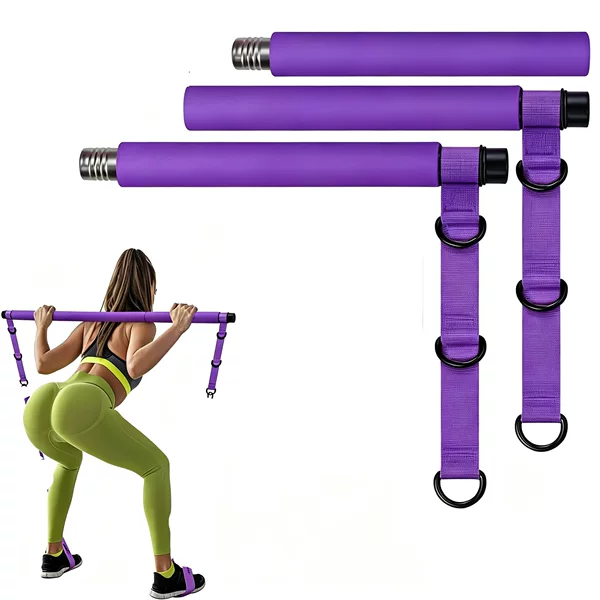 Multifunctional Three-Section Strength Training Yoga Fitness Bar Home Abdominal Wheel Resistance Rope Fitness Set