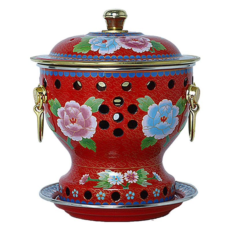 Cloisonne Small Hot Pot Single-person Meal Alcohol Pot Enamel Pot Household Single-person Oil Fire Boiler Pure Copper Pot