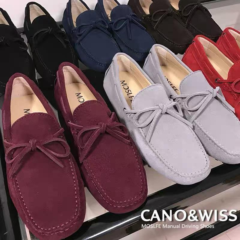 档男鞋秋季新款豆豆鞋男真皮翻毛休闲韩版潮流驾车懒人红百搭软底