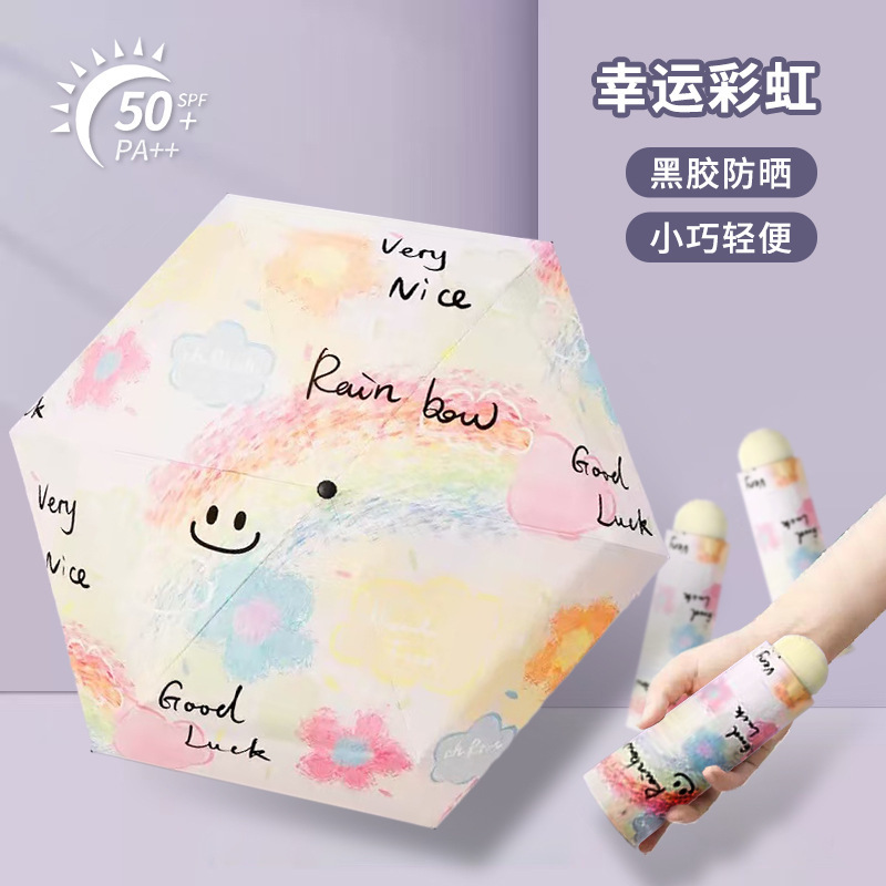 5新超轻小巧太阳伞晴雨两用女防晒伞防紫外线便携黑胶遮阳伞中式|undefined