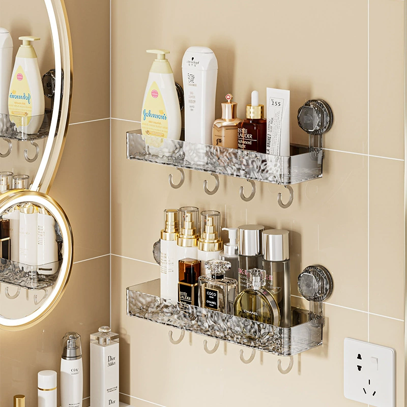 Light luxury water wave pattern shelf shelka pattern bathroom kitchen storage rack suction cup storage shelf wall hanging storage box