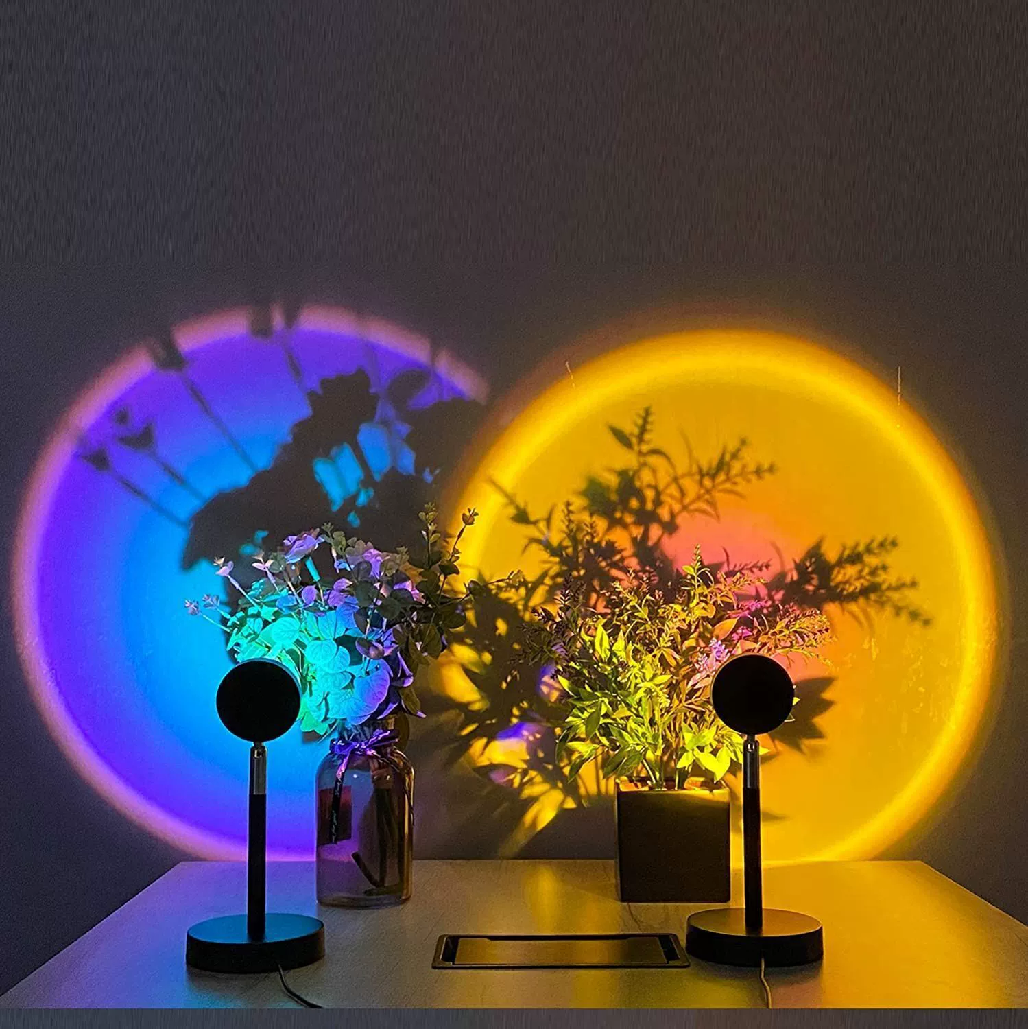 LED floor rainbow atmospheric table lamp with projector, remote control, internet celebrity