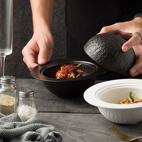 Molecular cuisine creative spherical bowl restaurant dry ice plate internet celebrity smoke cup hotel rock mood plate ceramic tableware