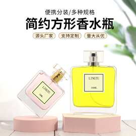 外贸热销正方香水瓶 扁圆肩经典造型 卡口式美妆小样试用容器直供
