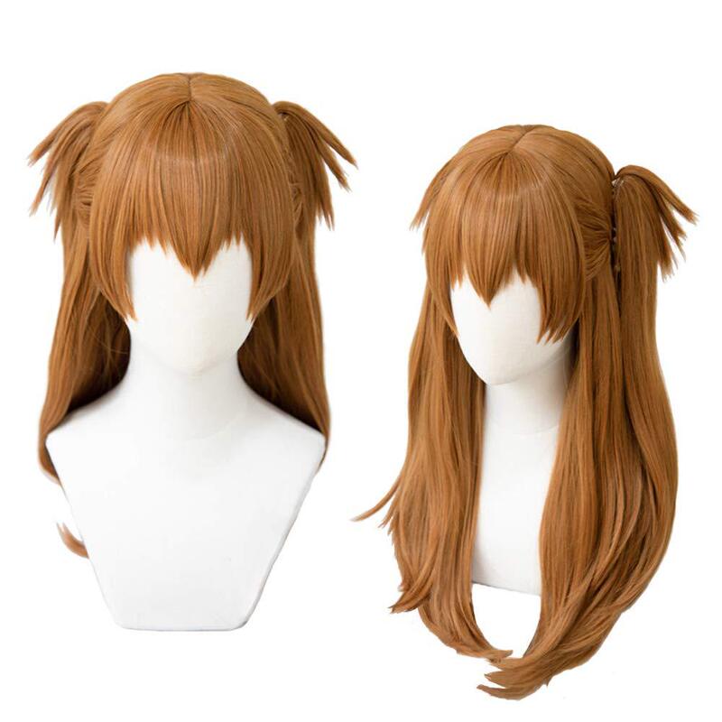 Eva Neon Genesis Evangelion Asuka Wig Brown Tiger Mouth Clip Double Ponytail Long Wig Brown Style
