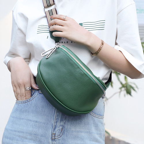 Genuine leather women's bag first layer cowhide saddle bag women's bag  new trendy fashion casual chest bag single shoulder crossbody bag