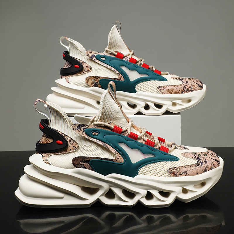 Sports Shoes for Men Spring and Autumn New Cross-Border Large Size Blade Dad Shoes Casual Socks Shoes Trendy Fly Knit Running Shoes Trendy Shoes