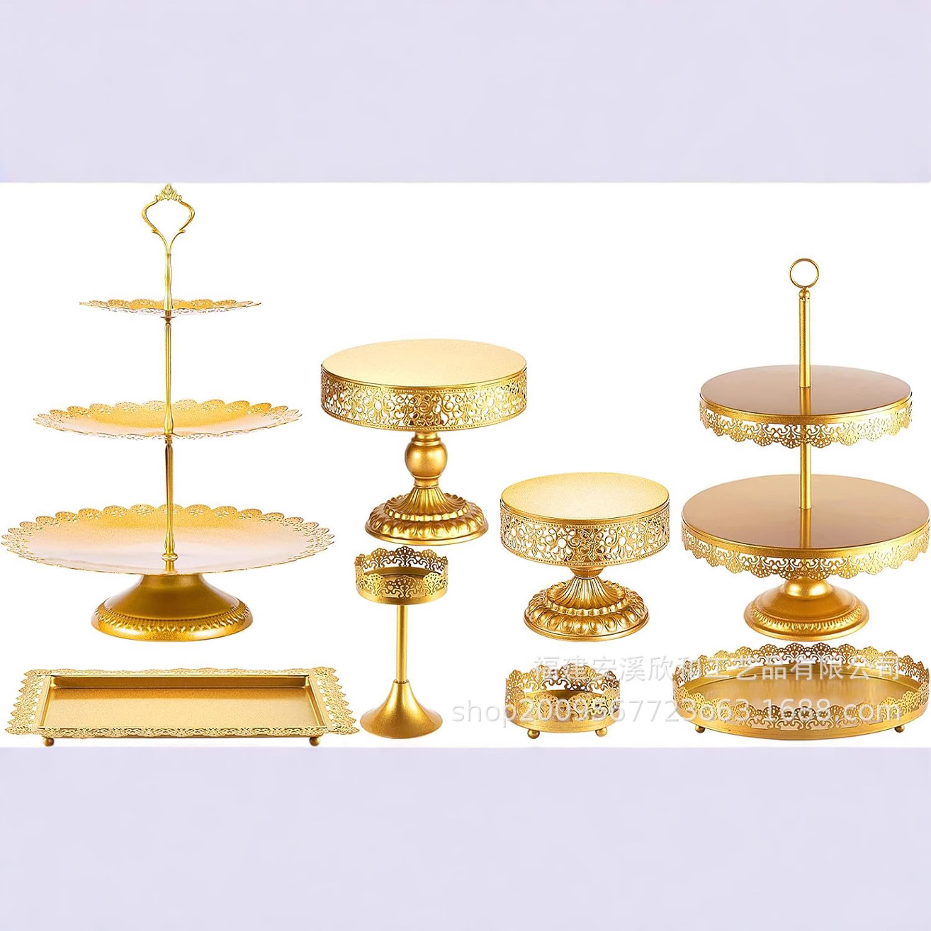 Dorado hierro forjado mesa de postres decorativa estante de exhibición bandeja de pastel de estilo europeo de la tarde refresco mesa de comida fría mesa de té