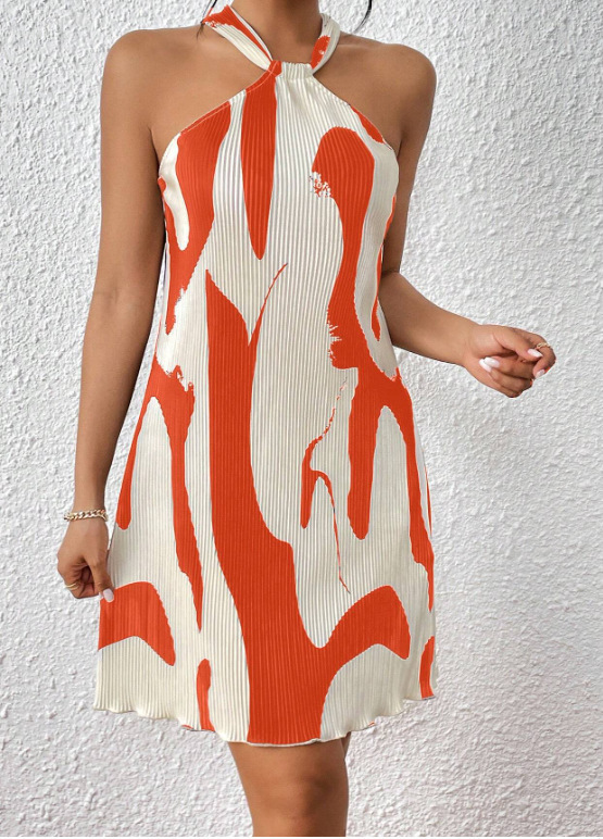 ChicShe Abito casual da donna con scollo all'americana stampato, stile europeo e americano, per autunno e inverno_voghion.com