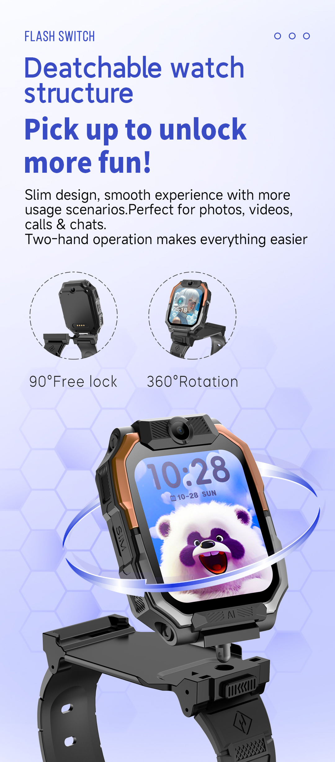 Cross-border smart children's smartwatch gifts for boys and girls, card-inserting video call watch factory direct sales Specification drawing
