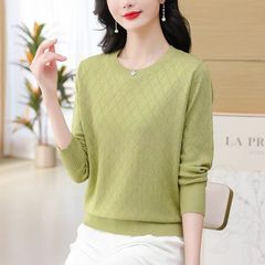 羊绒毛衣女25秋冬新款圆领宽松打底衫显瘦针织衫纯色长袖内搭上衣