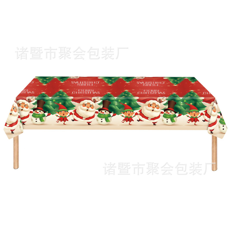 现货圣诞节派对用品姜饼人一次性桌布pe绿毛怪格林奇雪人装饰批发|undefined