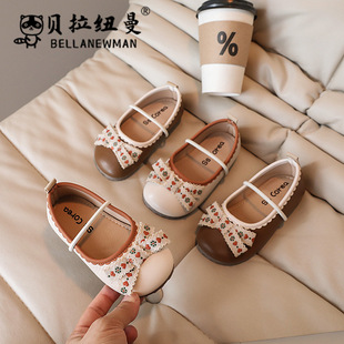 Girls' Bow Princess Shoes 2025 Spring and Autumn New Children's Shallow Mouth Soft Sole Beanie Shoes Fashionable Elastic Shoes