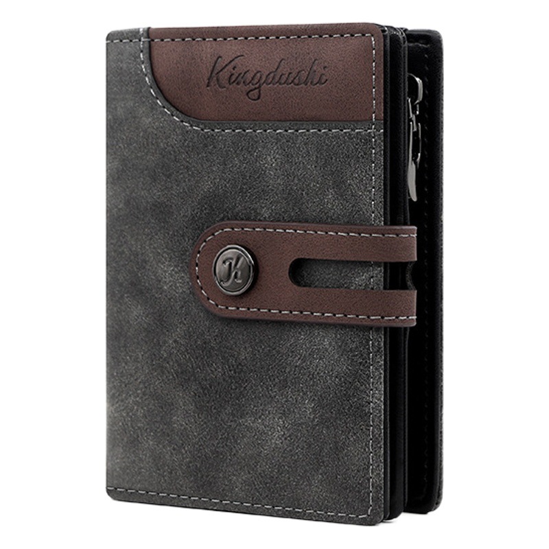 King Dushi Cross-Border New Korean Style Wallet Men's Short Vertical Side Zipper Versatile 80% off Buckle Wallet