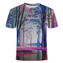 2022夏季新品 花和樹 3D數碼印花男士圓領短袖T恤  廠家一件代發