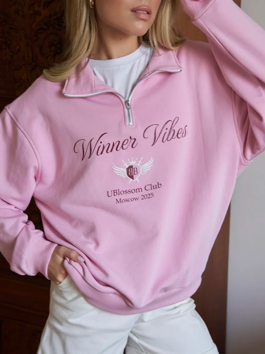 European and American Fashion Trendy Elegant Fleece-Lined Thickeneded Half-Zip Niche Lapel Sweatshirt Oversize Versatile Top Trendy