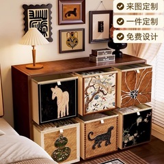 中古风卡莱克格子柜衣服收纳箱大容量布艺收纳筐非藤编整理盒定制
