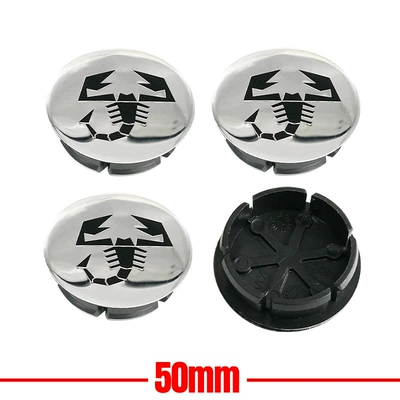 Car logo | center cover - silver-base-with-black-label-50mm-set