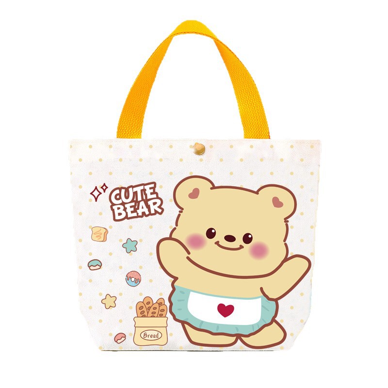かわいいクマの記念品ハンドバッグ、子供の誕生日、満月、百日祝い、一歳のキャンバス製お返しギフトバッグ|undefined