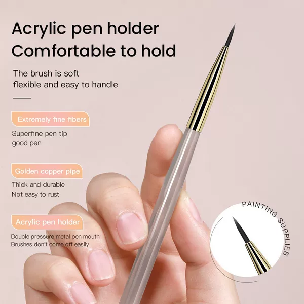 Cross-Border Nail Art Japanese-Style Gray Multi-Functional Pen, Gold Flower Drawing Pen, Plaid Pen, Line Drawing Pen, Nail Salon Retro Color