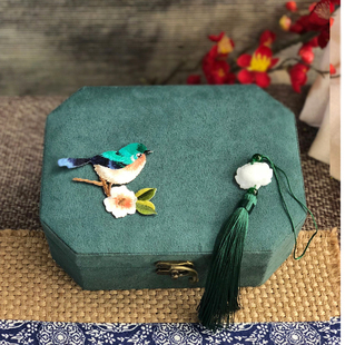 Retro Jewelry Box, National Style Hand Jewelry Box, Bracelet Storage Box, Mirror Storage, Mother's Day Gift, Gold Beads Shenheng