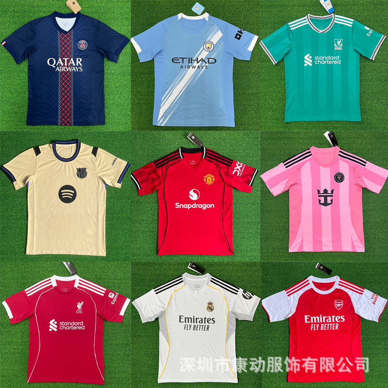 Football Jersey Fan Version Short-Sleeved Barcelona Real Madrid Messi C Ronaldo Training Jersey Jersey Cross-Border Thai Version Football Shirt