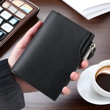 新款外贸男士短款钱包多功能拉链包多卡位大容量商务男士钱夹零钱