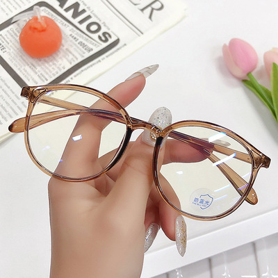 Korean Edition Retro Oval myopia glasses literature student Eyeglass frame Blue light Pingguang Spectacle frame