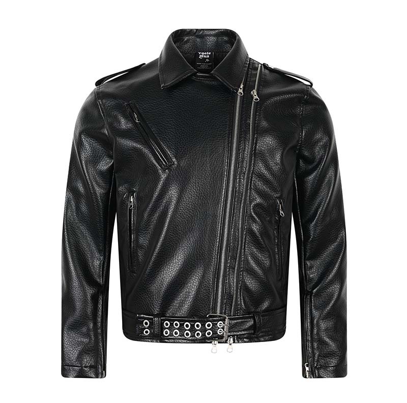 Kişi üçün iki fermuarlı süni dəri jaket, payız modeli