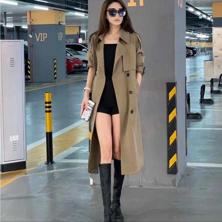 Elegant High-End Over-The-Knee Trench Coat for Women 2026 Spring and Autumn Stylish Design British Style Double-Breasted Mid-Length Loose Coat