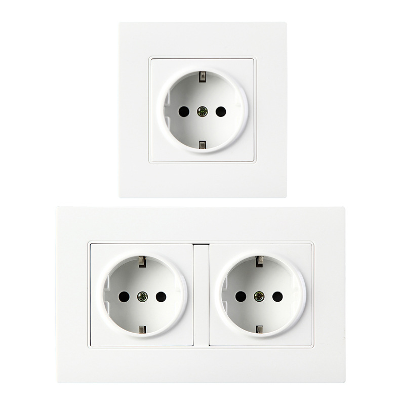 86型面板德规德标电源插座欧规欧式接地插座 欧标16A德式墙壁插座