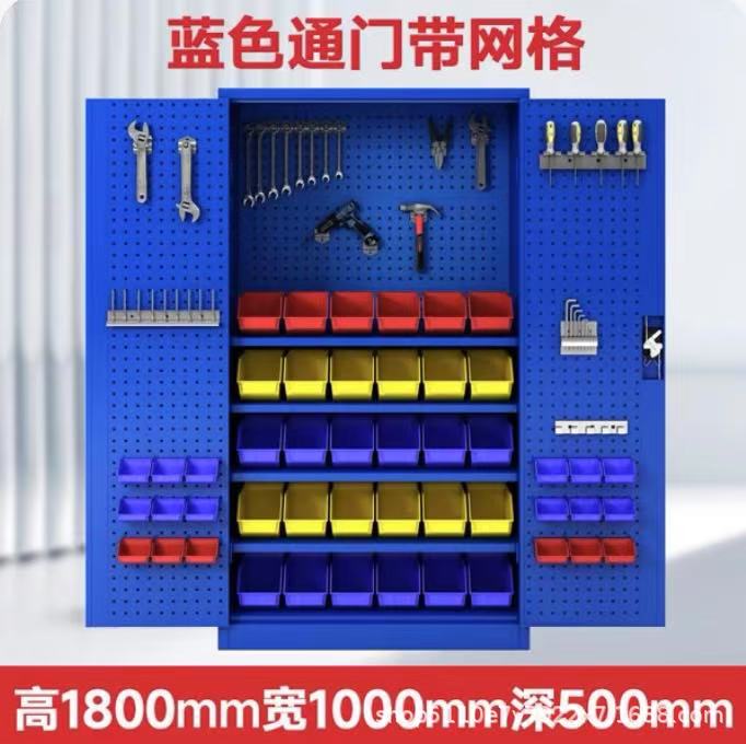 Gabinete de almacenamiento de herramientas pesadas de grado industrial de hardware grueso, gabinete de almacenamiento de almacenamiento móvil con placa colgante dividida de fábrica