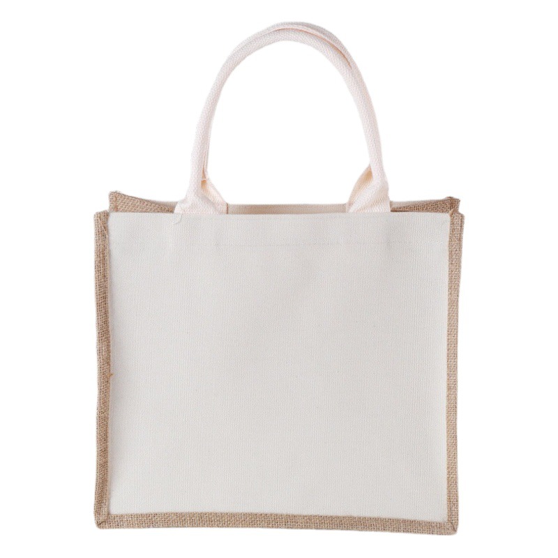 Bolsa de lino personalizado lino portátil protección ambiental bolsa de compras vintage algodón y lino regalo embalaje bolsa de yute personalizado al por mayor