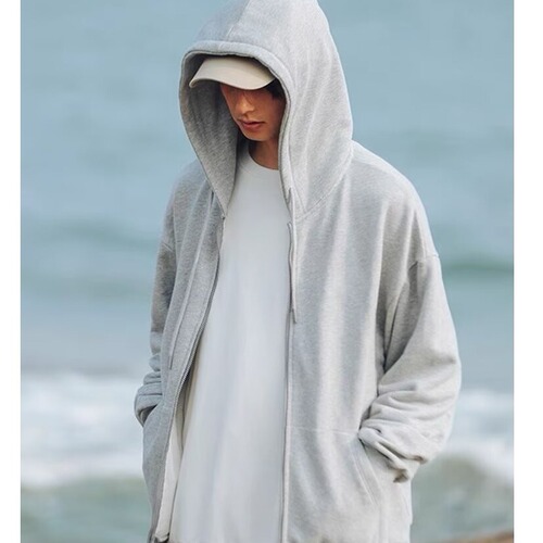 Stylish Men's Hooded Sweatshirt 2025 New Fashion Brand Zipper Sport Heavyweight Large Grey Jacket for Men