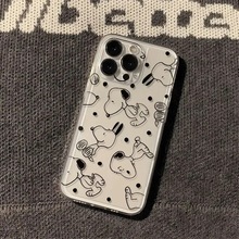 黑线史努比适用苹果17promax手机壳iPhone16精孔15/14pro透明壳13