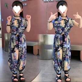女童套装夏季女孩2023新款洋气网红大童炸街时髦两件儿童短袖裤子