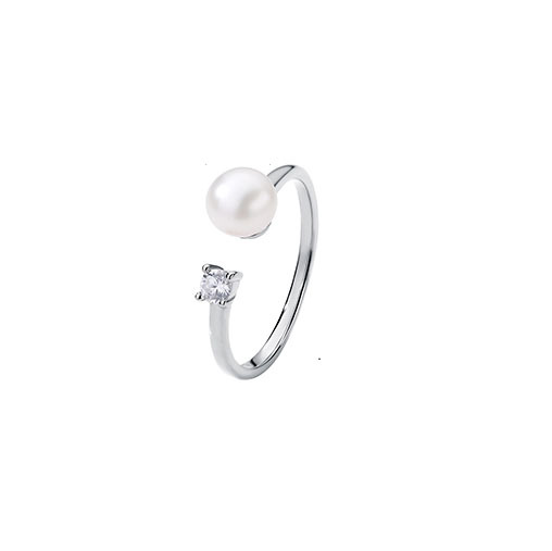 Elegant French Retro Pearl Diamond Ring Adjustable Open Design_voghion.com