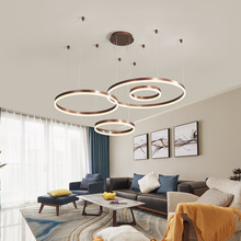简约大气线条客厅吊灯北欧现代家用温馨餐厅灯创意个性圆环形灯具